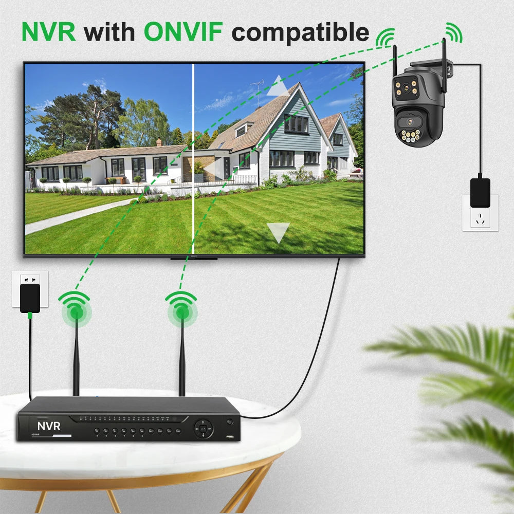 External 4K Dual Lens PTZ WiFi Camera - 8MP HD Outdoor IP Surveillance with 4MP Auto Tracking and Icsee P2P Technology