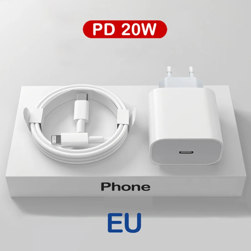 Chargeur PD 20W Charge rapide USB-C pour iPhone 15 14 13 Pro Max Mini X XS Charge rapide Type C Adaptateur secteur